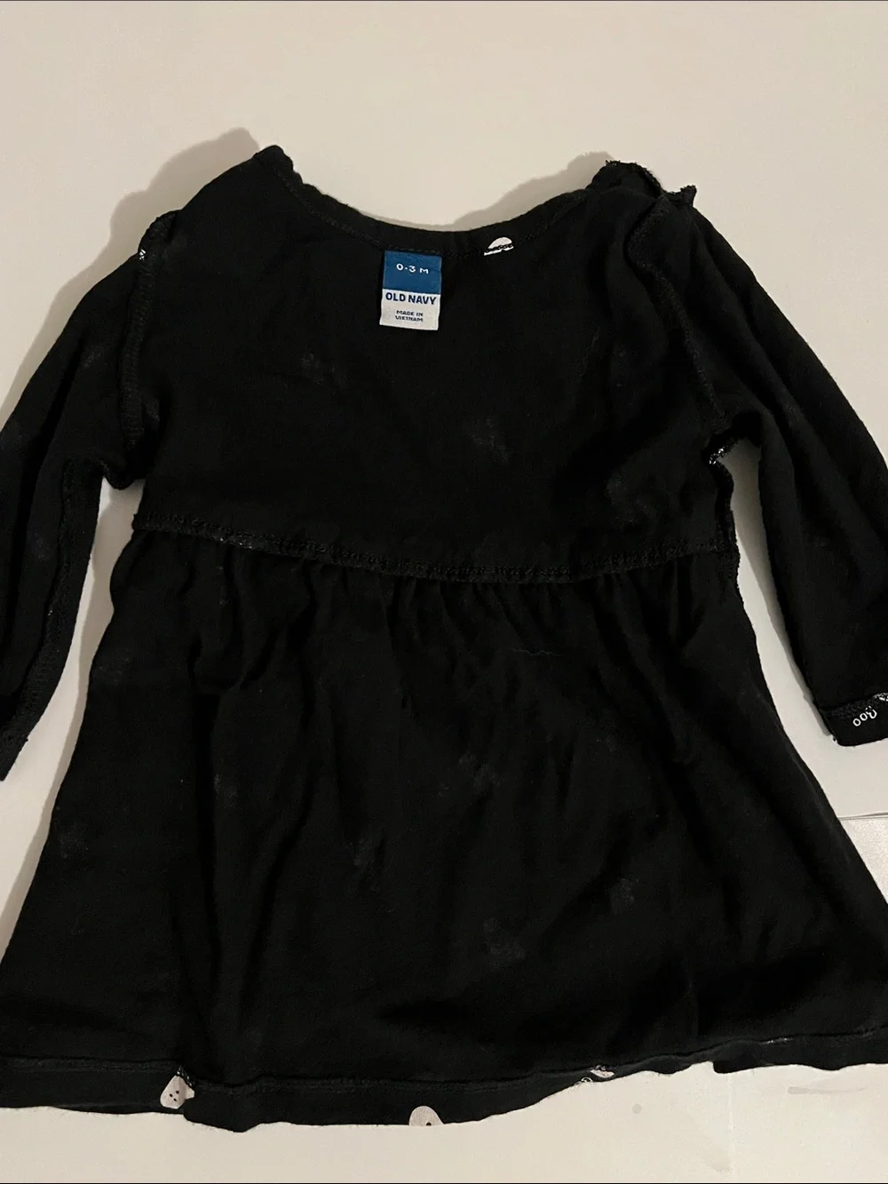 Old Navy | Baby Black Dress with White Ghost Print — Long Sleeve Size 0-3 Months